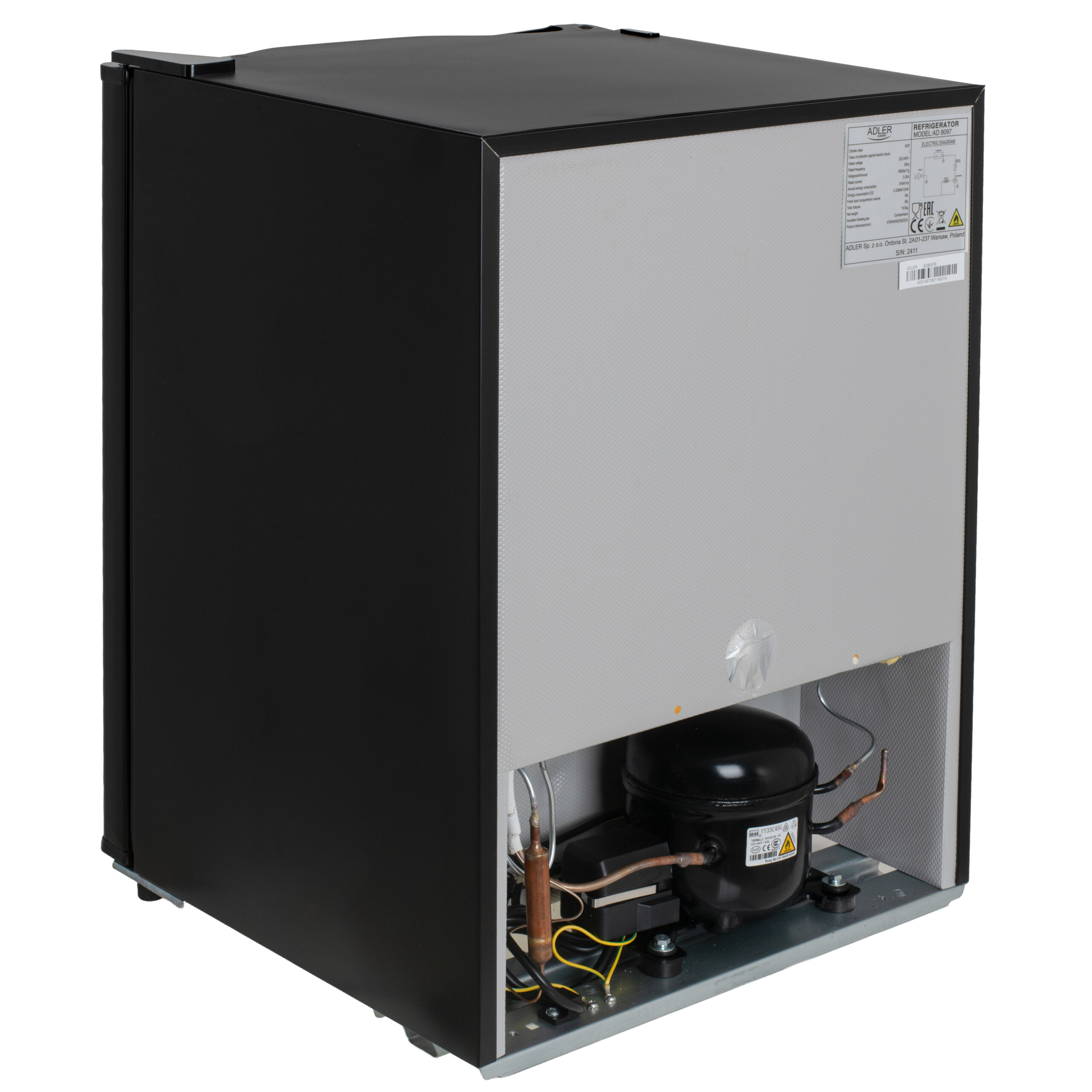 Adler Refrigerator | AD 8097 | Energy efficiency class E | Free standing | Larder | Height 63.2 cm | Fridge net capacity 58 L | 39 dB | Black - Image 5