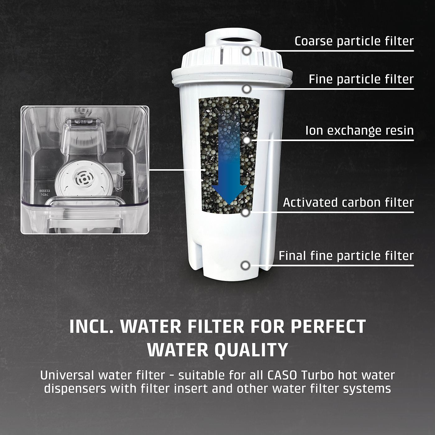 Caso Turbo hot water dispenser | HW 630 | Water Dispenser | 2600 W | 2.5 L | Plastic/Stainless Steel | Black/Stainless Steel - Image 2