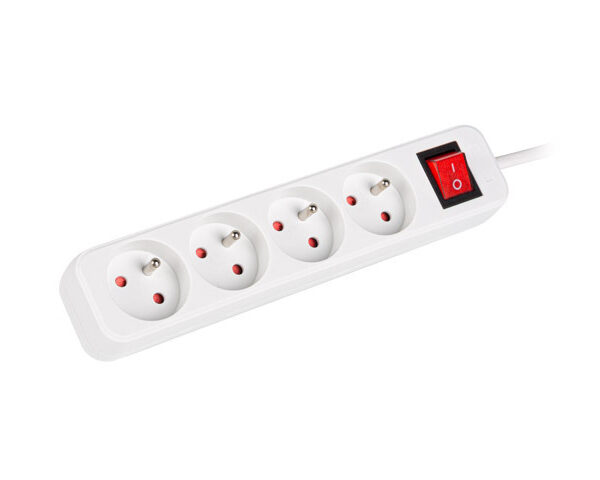Lanberg Cable Power Strip, 4X French Outlets with Switch, Quality-Grade Copper, 1.5 m | PS1-04E-0150-W