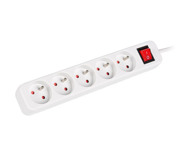 Lanberg Cable Power Strip, 5X French Outlets with Switch, Quality-Grade Copper, 3 m | PS1-05E-0300-W