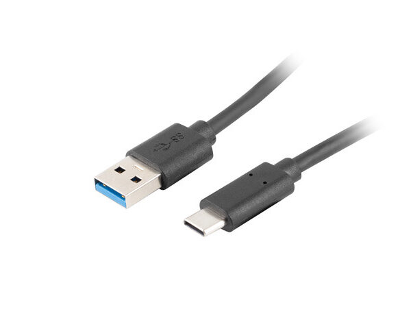 Lanberg USB Type-C to USB Type-A 3.1 Cable, 1.8 m | CA-USBO-31CU-0018-BK | USB Type-C to USB Type-A