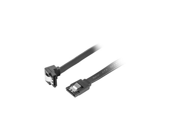 Lanberg SATA Data III (6GB/s) Cable 50CM Angled Metal Clips | CA-SASA-13CU-0050-BK