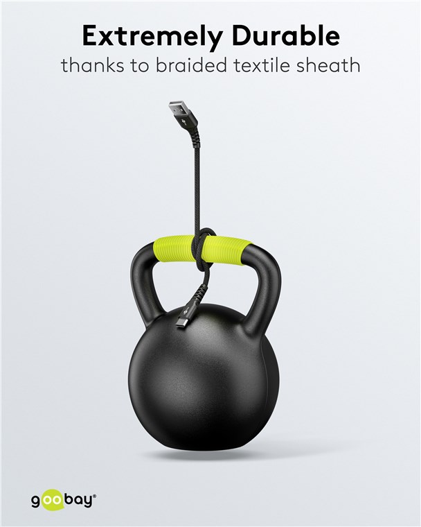 Goobay | USB-C to USB-A Supersoft Textile Cable with Metal Plugs | 74526 | USB-C to USB-A - Image 9