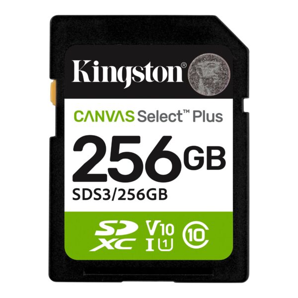Kingston Canvas Select Plus | 256 GB | SD | Flash memory class Class 10, UHS-I, U1/U3, Video Class 10/30