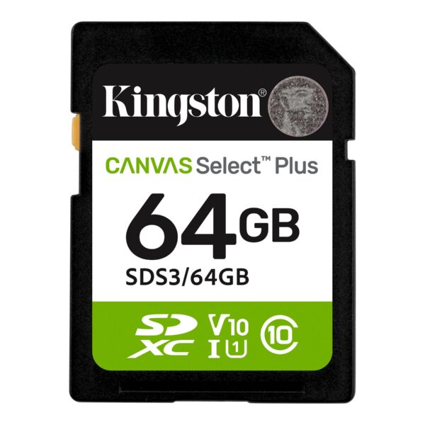 Kingston Canvas Select Plus | 64 GB | SD | Flash memory class Class 10, UHS-I, U1/U3, Video Class 10/30
