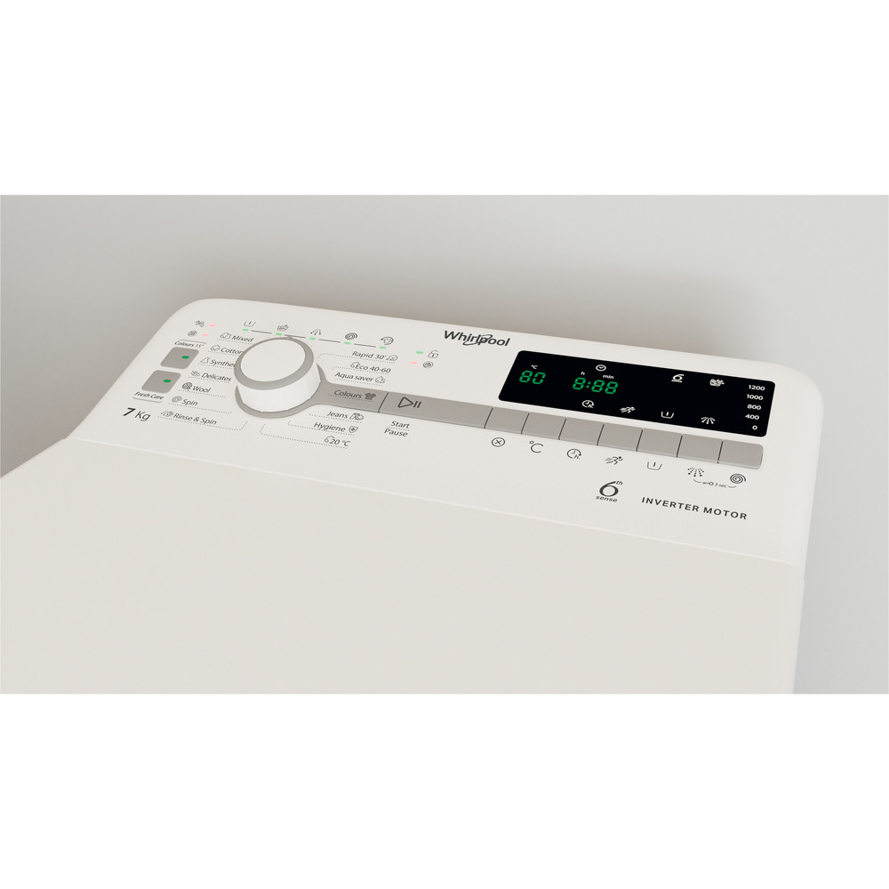 Whirlpool Washing Machine | TDLR 7231BS EU | Energy efficiency class D | Top loading | Washing capacity 7 kg | 1200 RPM | Depth 60 cm | Width 40 cm | Display | LED | White - Image 7