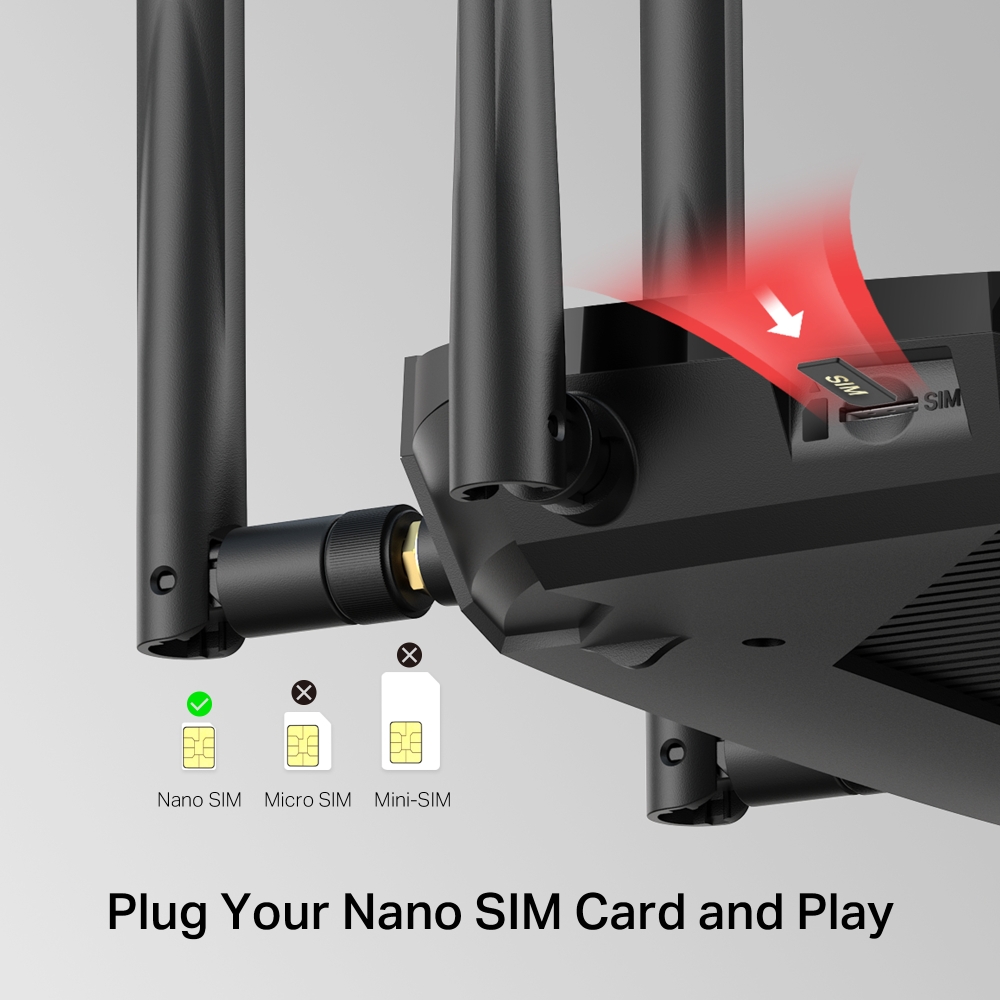Mercusys 4G+ Cat6 AC1200 Wireless Dual Band Gigabit Router | MB235-4G | 802.11ac | Ethernet LAN (RJ-45) ports 3 | Mesh Support No | MU-MiMO No | No mobile broadband | Antenna type External - Image 5