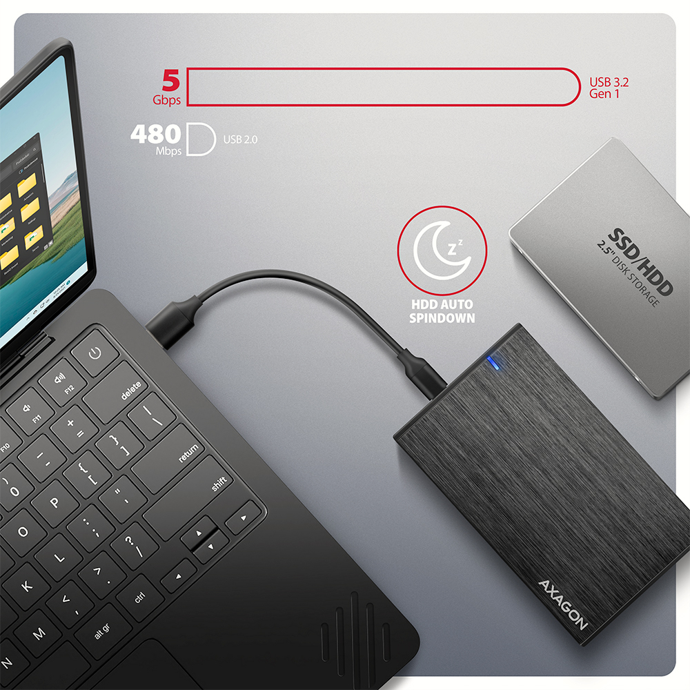 AXAGON USB-C 5Gbps - SATA 6G external box for 2.5" SSD/HDD | EE25-XA6C - Image 6