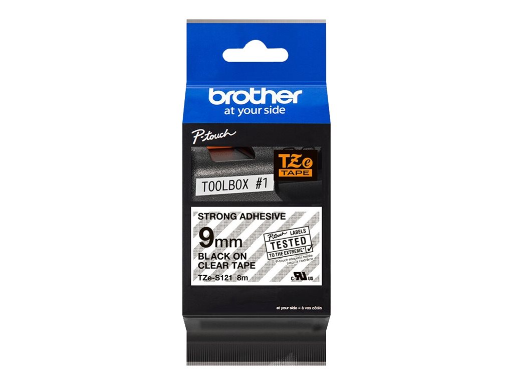 Brother | TZe-S121 Strong Adhesive Laminated Tape | Black on Clear | TZe | 8 m | 9 cm - Image 5