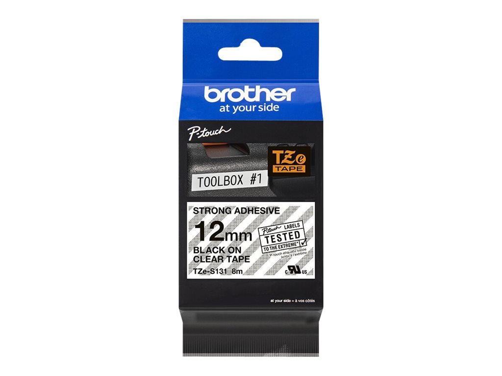 Brother | TZe-S131 Strong Adhesive Laminated Tape | Black on Clear | TZe | 8 m | 1.2 cm - Image 4