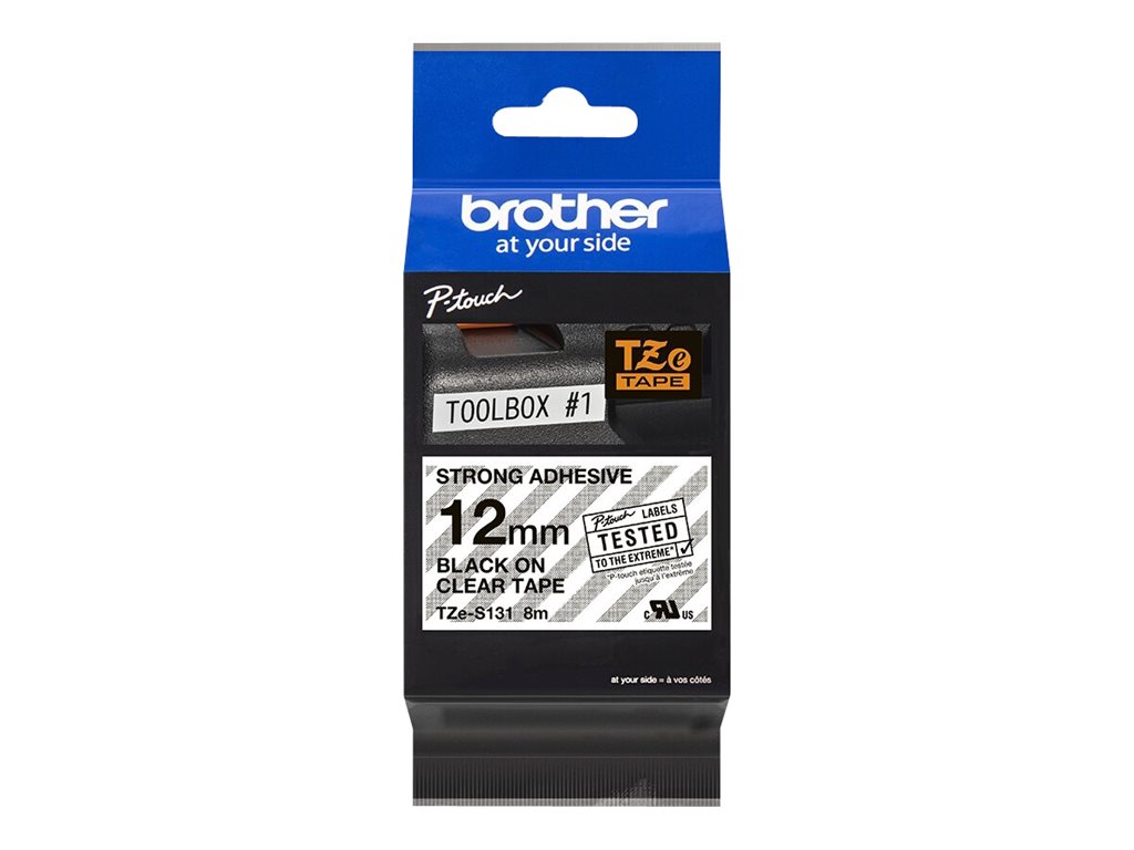 Brother | TZe-S131 Strong Adhesive Laminated Tape | Black on Clear | TZe | 8 m | 1.2 cm - Image 5