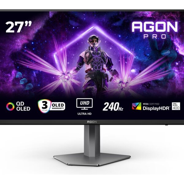 AOC | AG276UZD | 27 " | QD-OLED | UHD | 16:9 | 240 Hz | 0.03 ms | 3840 x 2160 pixels | HDMI ports quantity 2 | Black