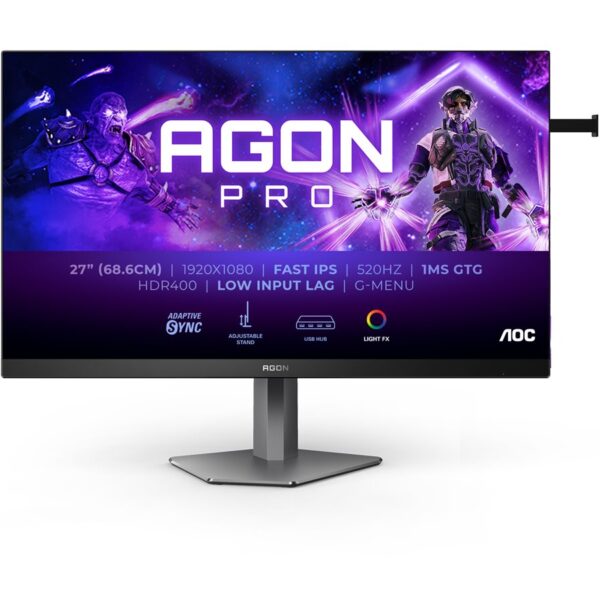 AOC | AG276FK | 27 " | IPS | FHD | 16:9 | 520 Hz | 0.3 ms | 1920 x 1080 pixels | 400 cd/m² | HDMI ports quantity 2