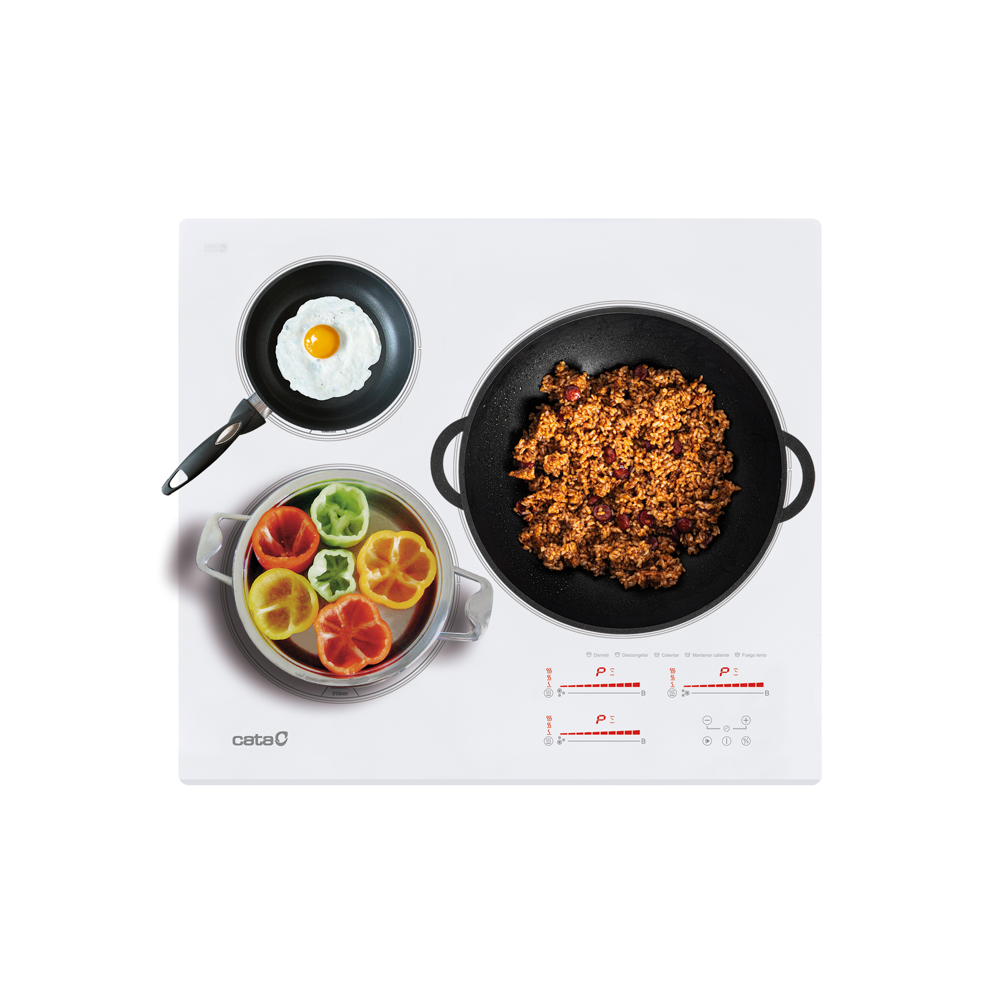 CATA Hob | INSB 6030 WH | Induction | Number of burners/cooking zones 3 | Slider touch | White - Image 2