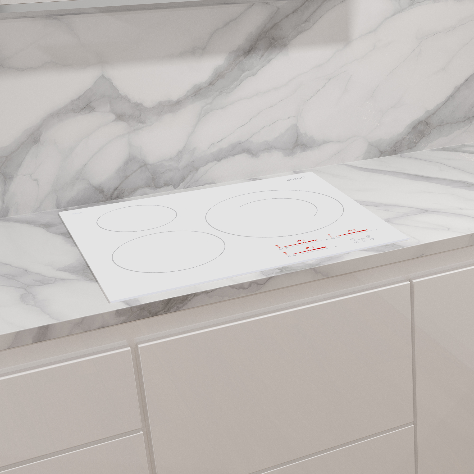 CATA Hob | INSB 6030 WH | Induction | Number of burners/cooking zones 3 | Slider touch | White - Image 3