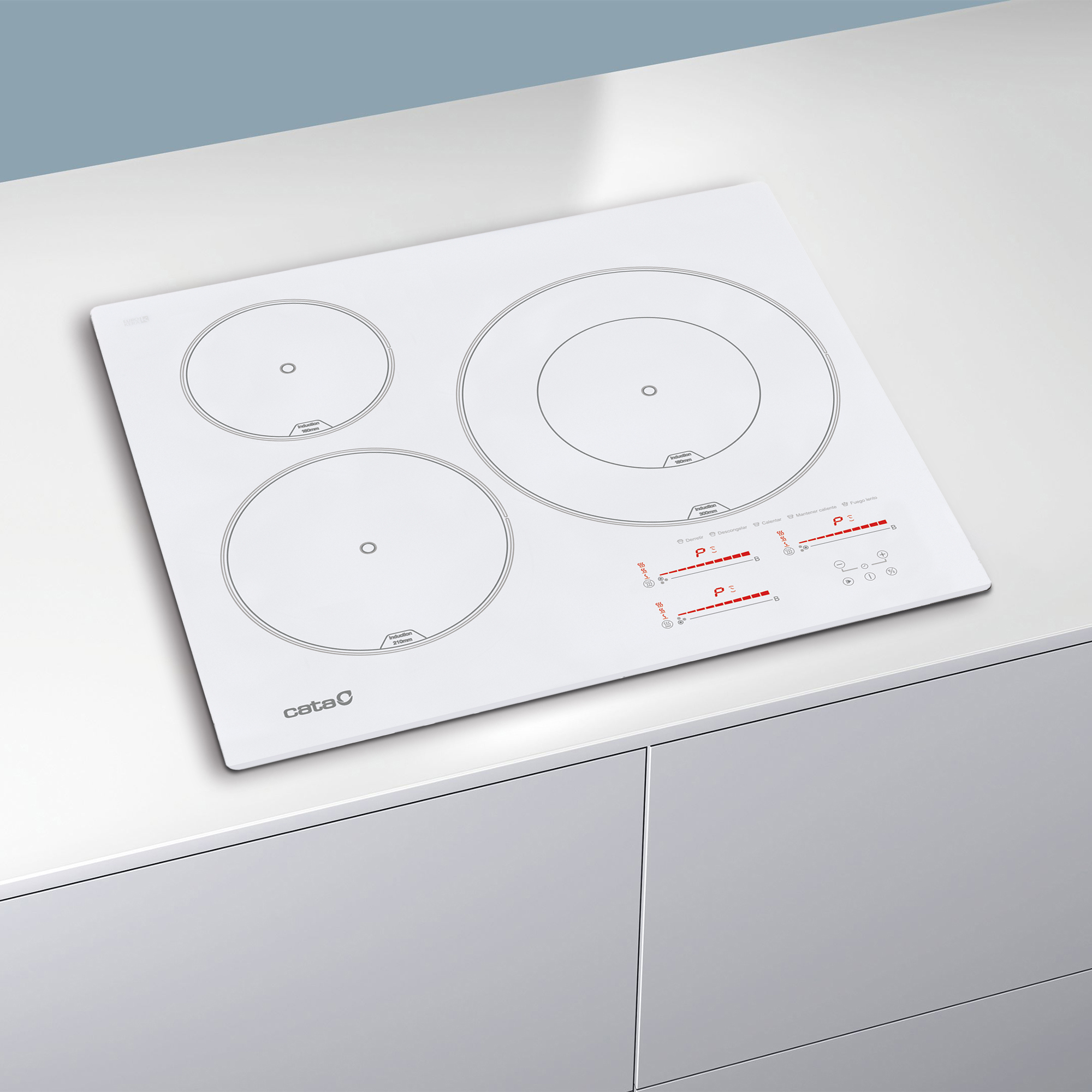 CATA Hob | INSB 6030 WH | Induction | Number of burners/cooking zones 3 | Slider touch | White - Image 4