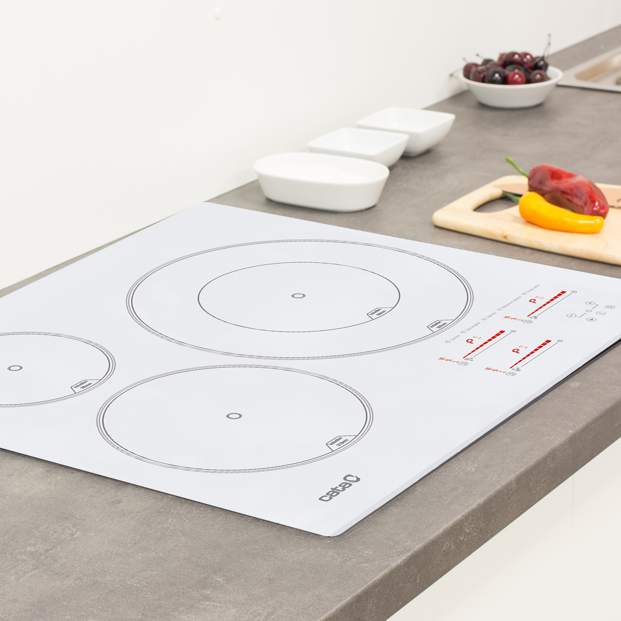 CATA Hob | INSB 6030 WH | Induction | Number of burners/cooking zones 3 | Slider touch | White - Image 5