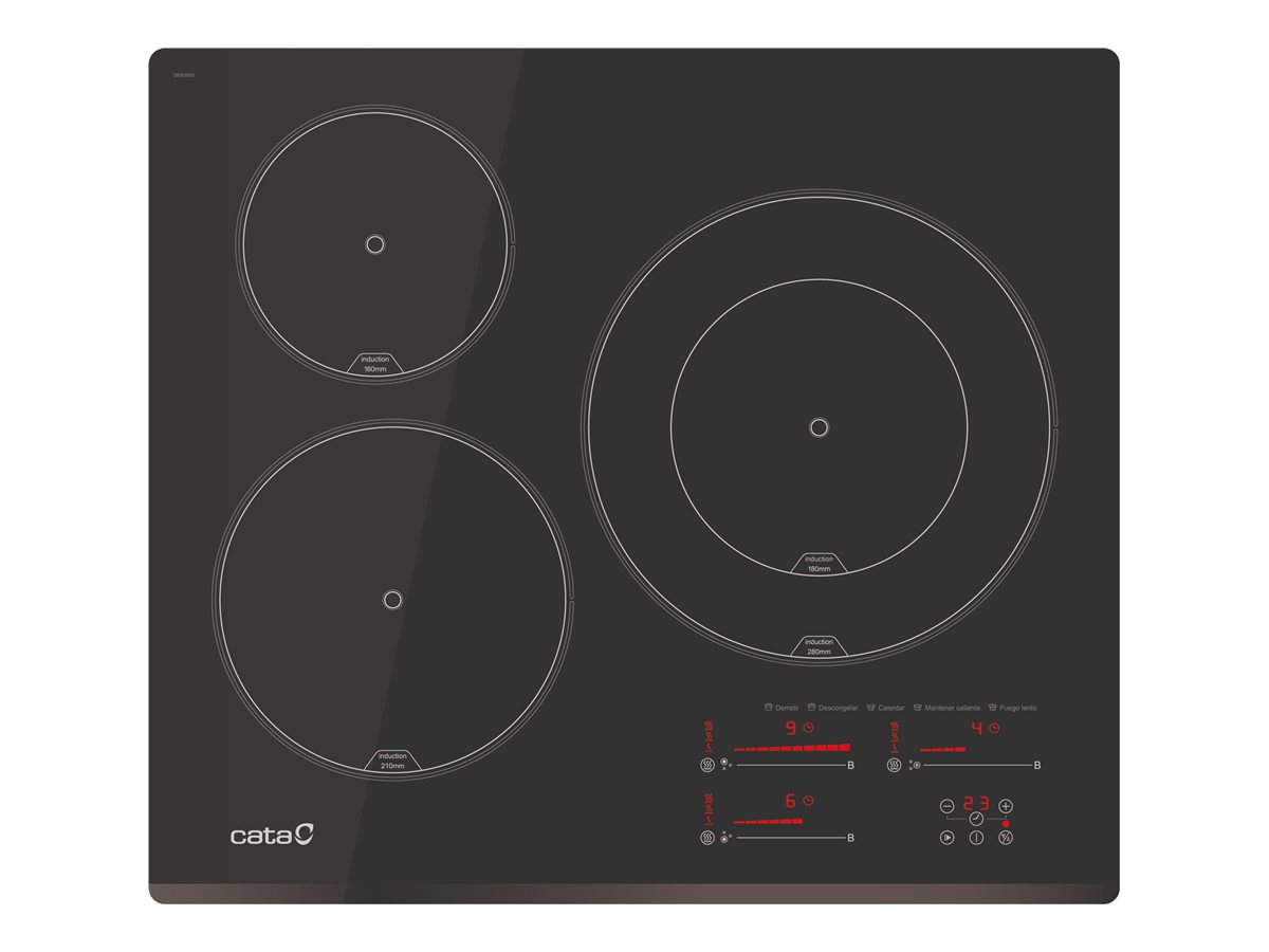 CATA Hob | INSB 6028 BK | Induction | Number of burners/cooking zones 3 | Slider Touch | Timer | Black - Image 2