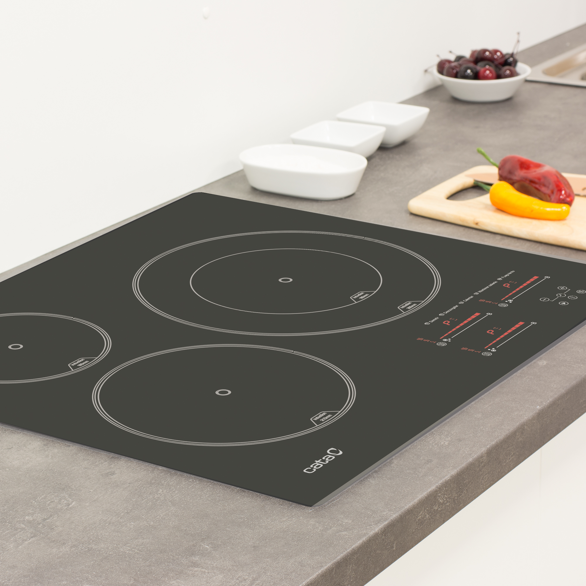 CATA Hob | INSB 6028 BK | Induction | Number of burners/cooking zones 3 | Slider Touch | Timer | Black - Image 5