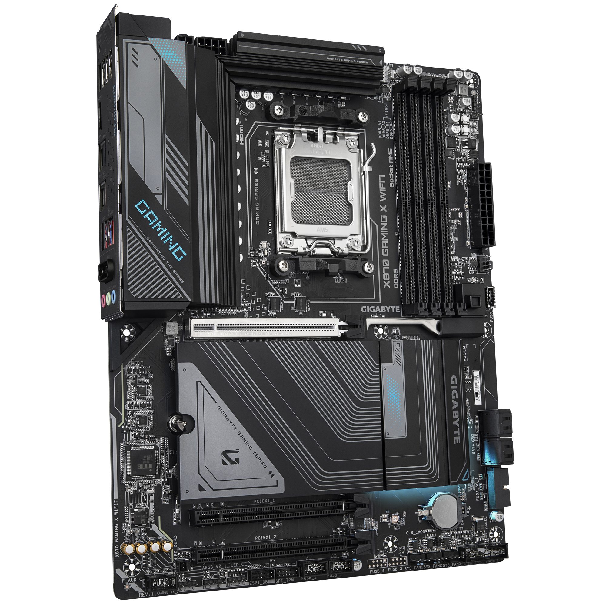 Gigabyte X870 GAMING X WIFI7 | Processor family AMD | Processor socket AM5 | DDR5 DIMM | Supported hard disk drive interfaces SATA, M.2 | Number of SATA connectors 4 - Image 2