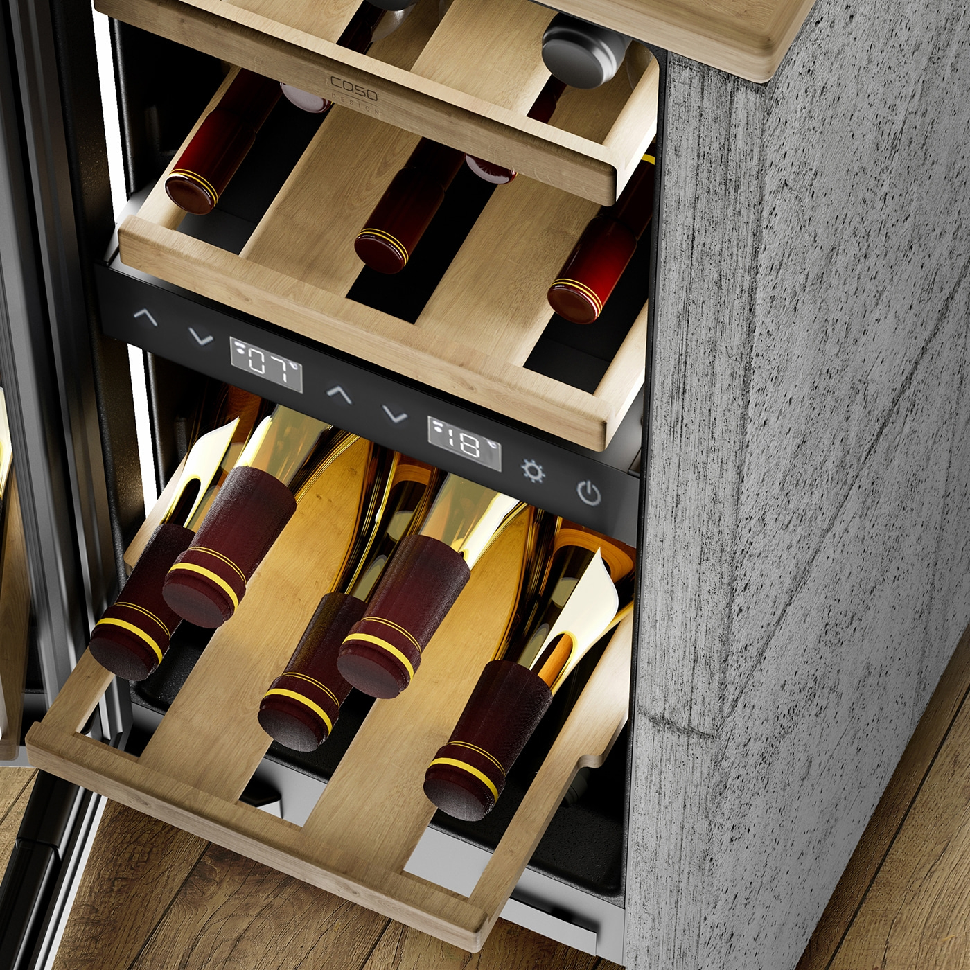 Caso Wine cooler | WineDeluxe WDU 18 | Energy efficiency class F | Built-in | Bottles capacity 18 | Black - Image 8