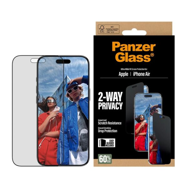 PanzerGlass Screen protector | Apple | iPhone Air | Glass | Transparent | Ultra-Wide Fit w. EasyAligner