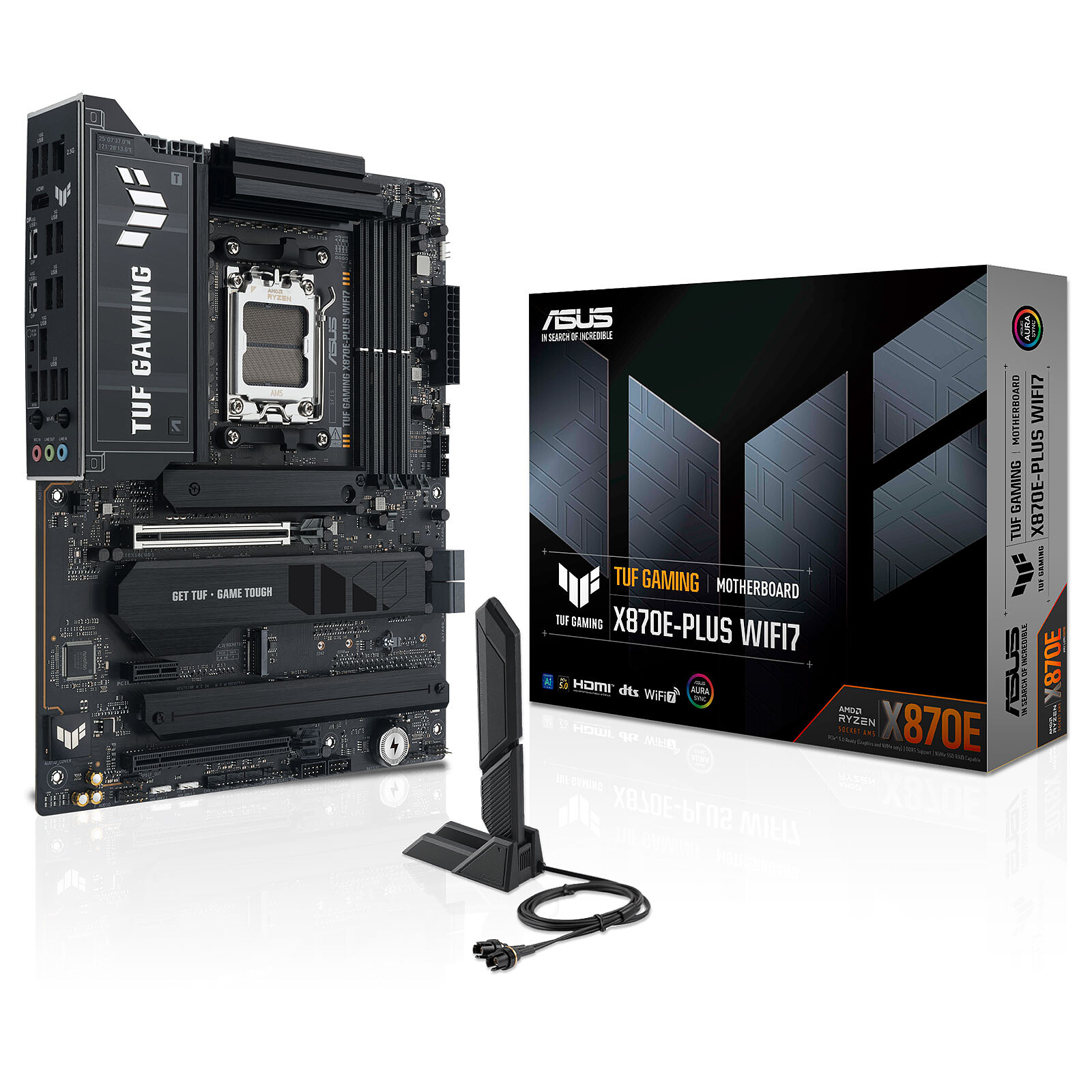 Asus TUF GAMING X870E-PLUS WIFI7 | Processor family AMD | Processor socket AM5 | DDR5 | Supported hard disk drive interfaces SATA, M.2 | Number of SATA connectors 4 - Image 5
