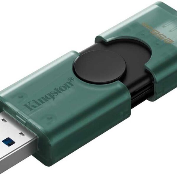 Kingston USB Flash Drive | DataTraveler Duo | 256 GB | USB Type-A and USB Type-C | Black/Green