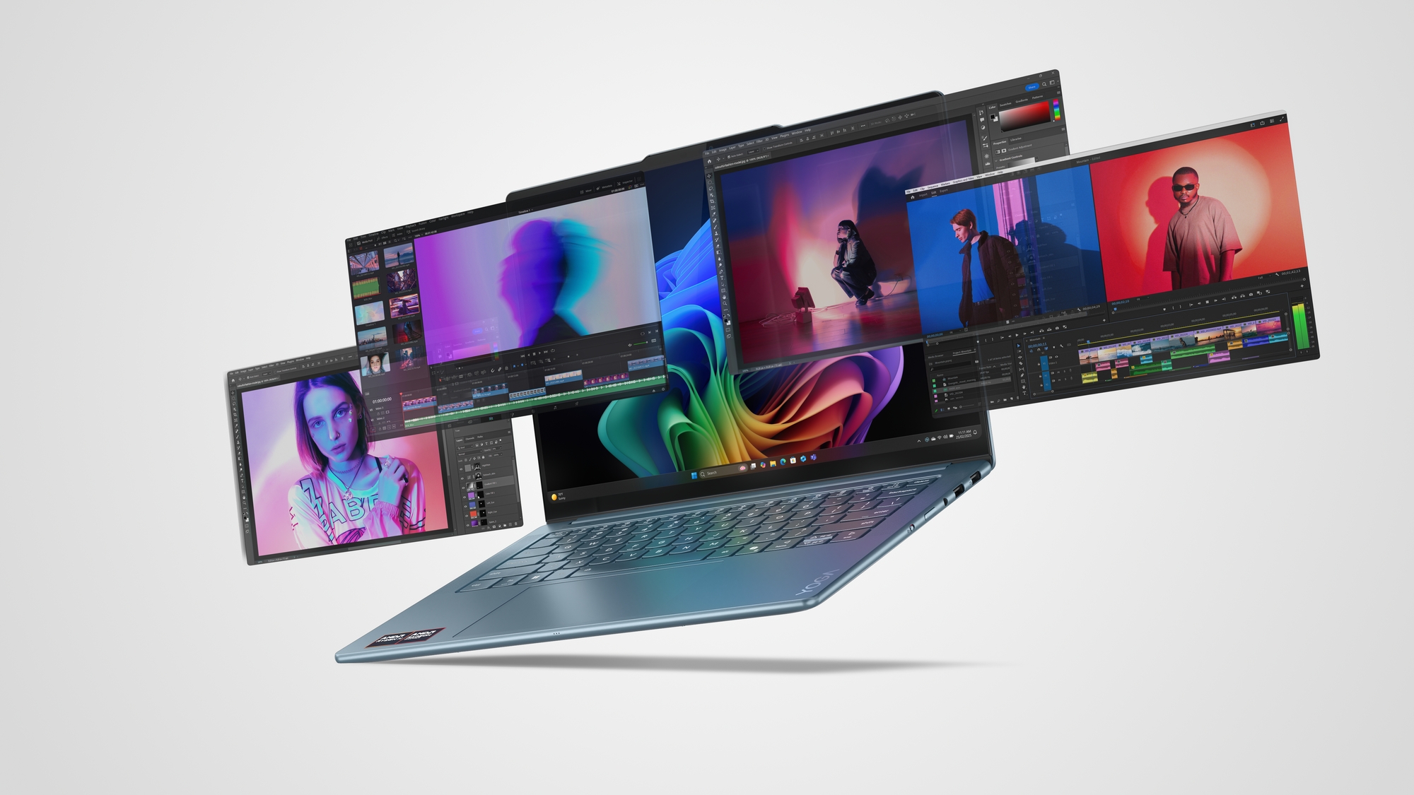 Lenovo Yoga Pro 7 14AKP10 | Tidal Teal | 14.5 " | OLED | 3K | 2944 x 1840 pixels | Glossy | AMD Ryzen AI 7 | 350 | 32 GB | Soldered LPDDR5x | Solid-state drive capacity 1000 GB | AMD Radeon 860M Graphics | Windows 11 Home | 802.11be | Bluetooth version 5.4 | Keyboard language English | Keyboard backlit | Warranty 24 month(s) | Battery warranty 12 month(s) - Image 31