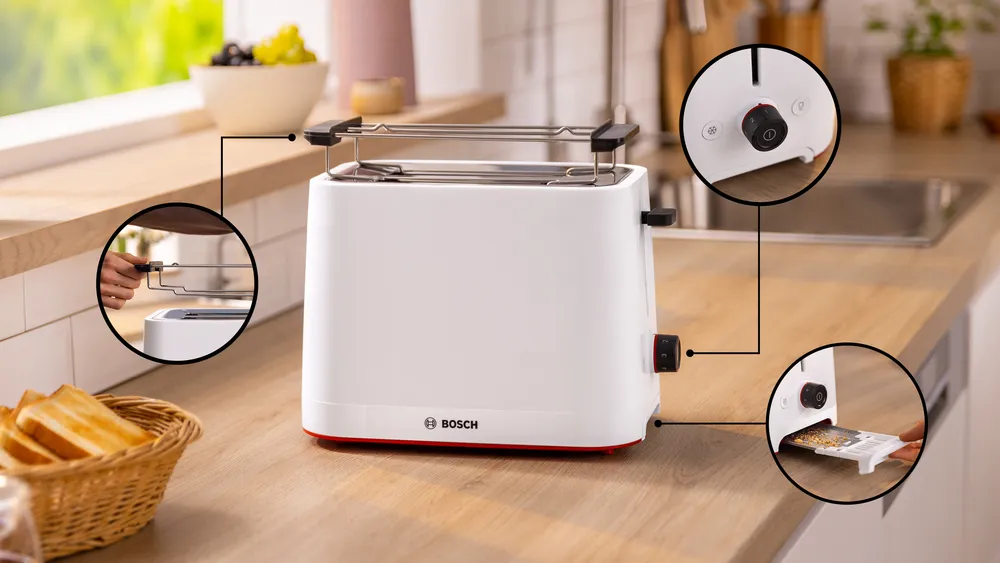 Bosch Compact Toaster | TAT3M121 MyMoment | Number of slots 2 | Housing material Plastic | White - Image 4