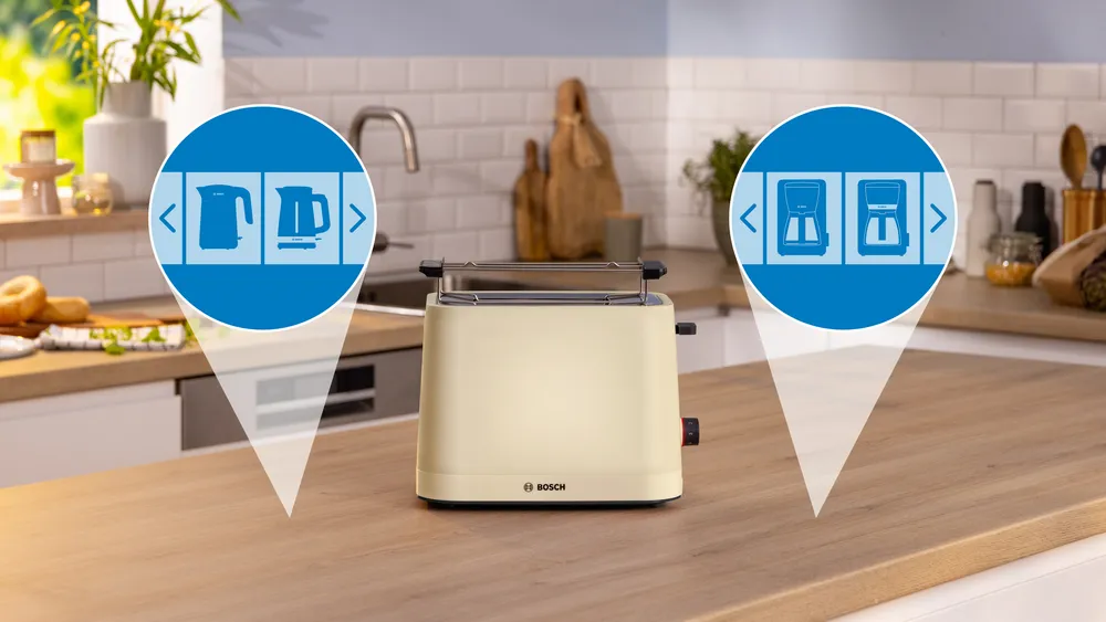 Bosch Compact Toaster | TAT3M127 MyMoment | Number of slots 2 | Housing material Plastic | Beige - Image 4