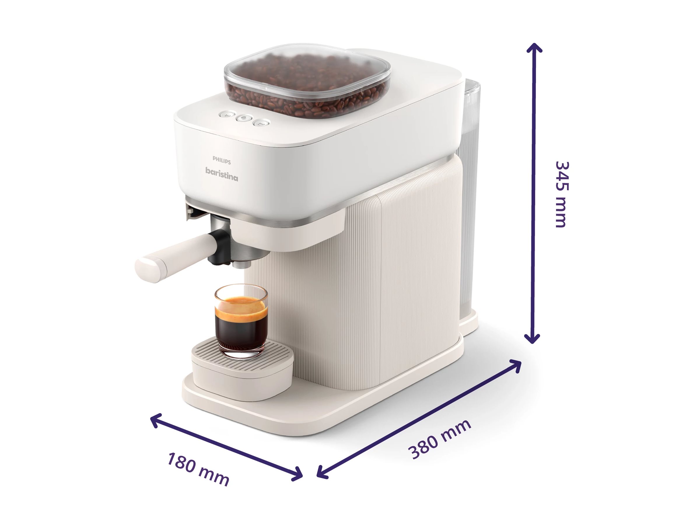 Philips Coffee maker | BAR300/03 Baristina | Pump pressure 16 bar | Semi-automatic | 122.8 W | White - Image 3