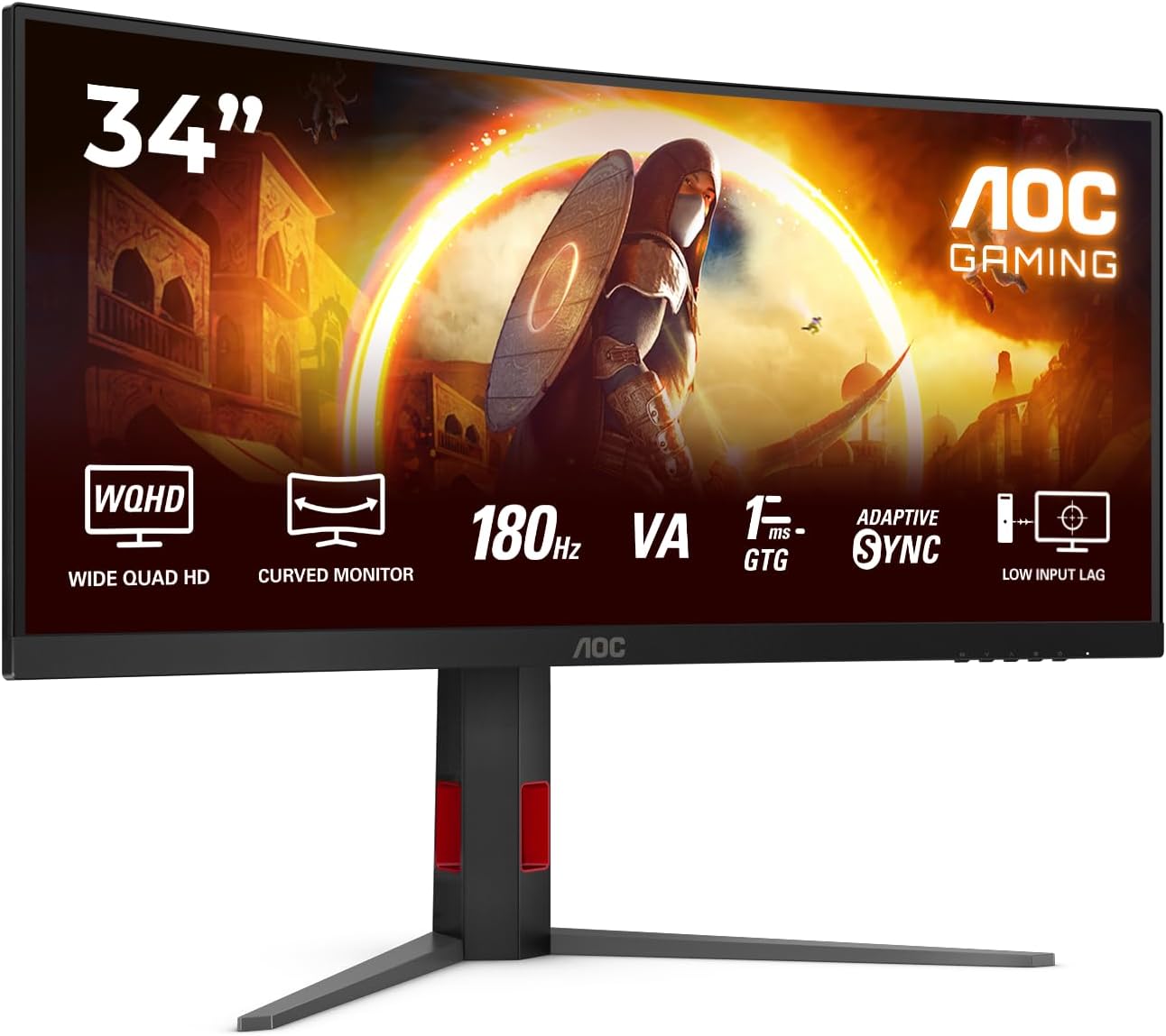 AOC | CU34G4 | 34 " | Fast VA | UWQHD | 21:9 | 180 Hz | 1 ms | 3440 x 1440 pixels | 300 cd/m² | HDMI ports quantity 2 | Black - Image 5