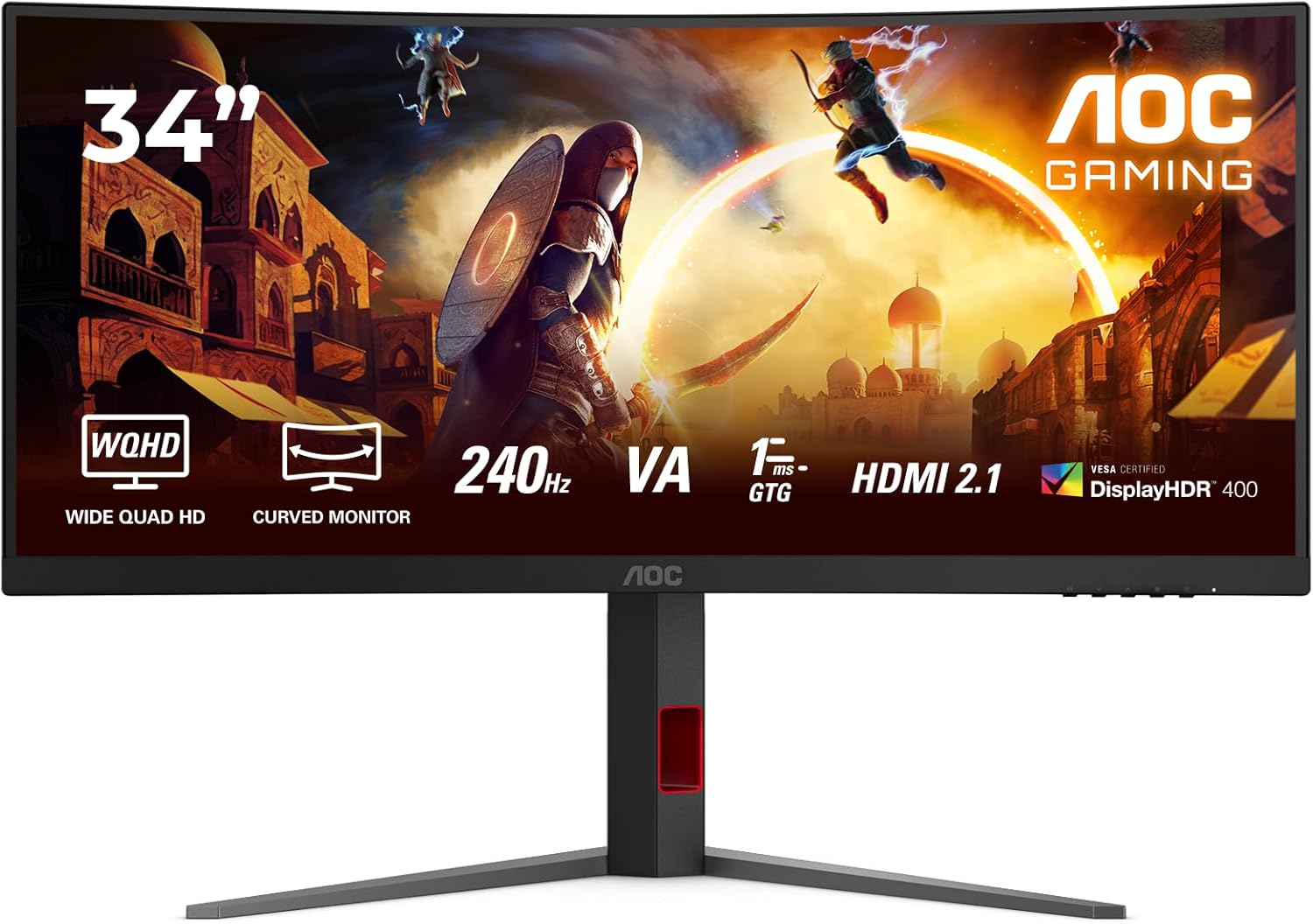 AOC | CU34G4 | 34 " | Fast VA | UWQHD | 21:9 | 180 Hz | 1 ms | 3440 x 1440 pixels | 300 cd/m² | HDMI ports quantity 2 | Black - Image 10