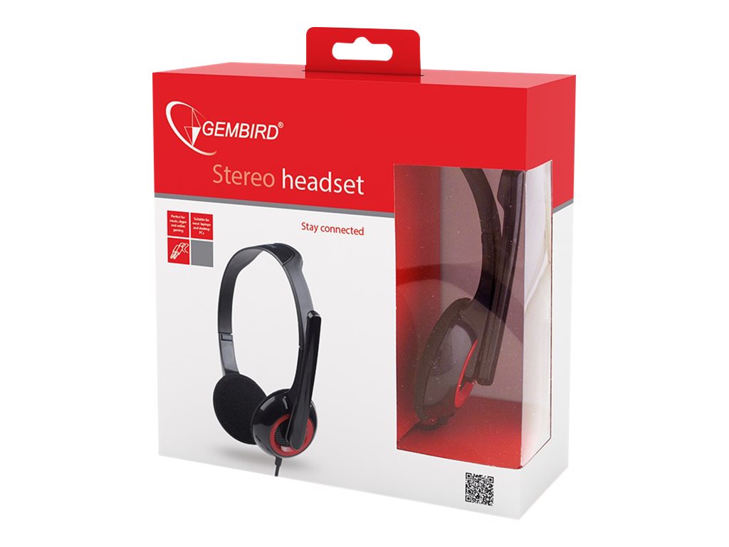 Gembird | MHS-002 Stereo headset | Built-in microphone | 3.5 mm | Black/Red - Image 5