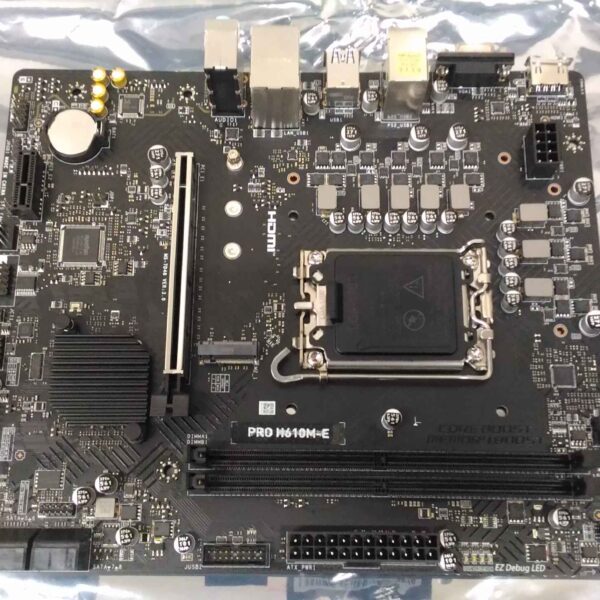 SALE OUT. MSI PRO H610M-E | MSI PRO H610M-E | Processor family Intel | Processor socket  LGA1700 | Supported hard disk drive interfaces SATA, M.2 | Number of SATA connectors 4 | USED, REFURBISHED, WITHOUT ORIGINAL PACKAGING AND ACCESSORIES, ONLY BACKPANEL INCLUDED