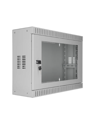 SOMI Networks | 3U, 19” Standard Vertical Installation Vertical Mount Cabinet | 3U-54/18SNC | Gray | Cable Entrances; Glass Doors; Assembled | Depth: 18 cm - Image 2