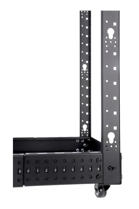 SOMI Networks | 42U, 19" Double Open Frame with Adjustable Depth | 42U-RD-BC | Black | Depth: 60cm - 100cm - Image 2