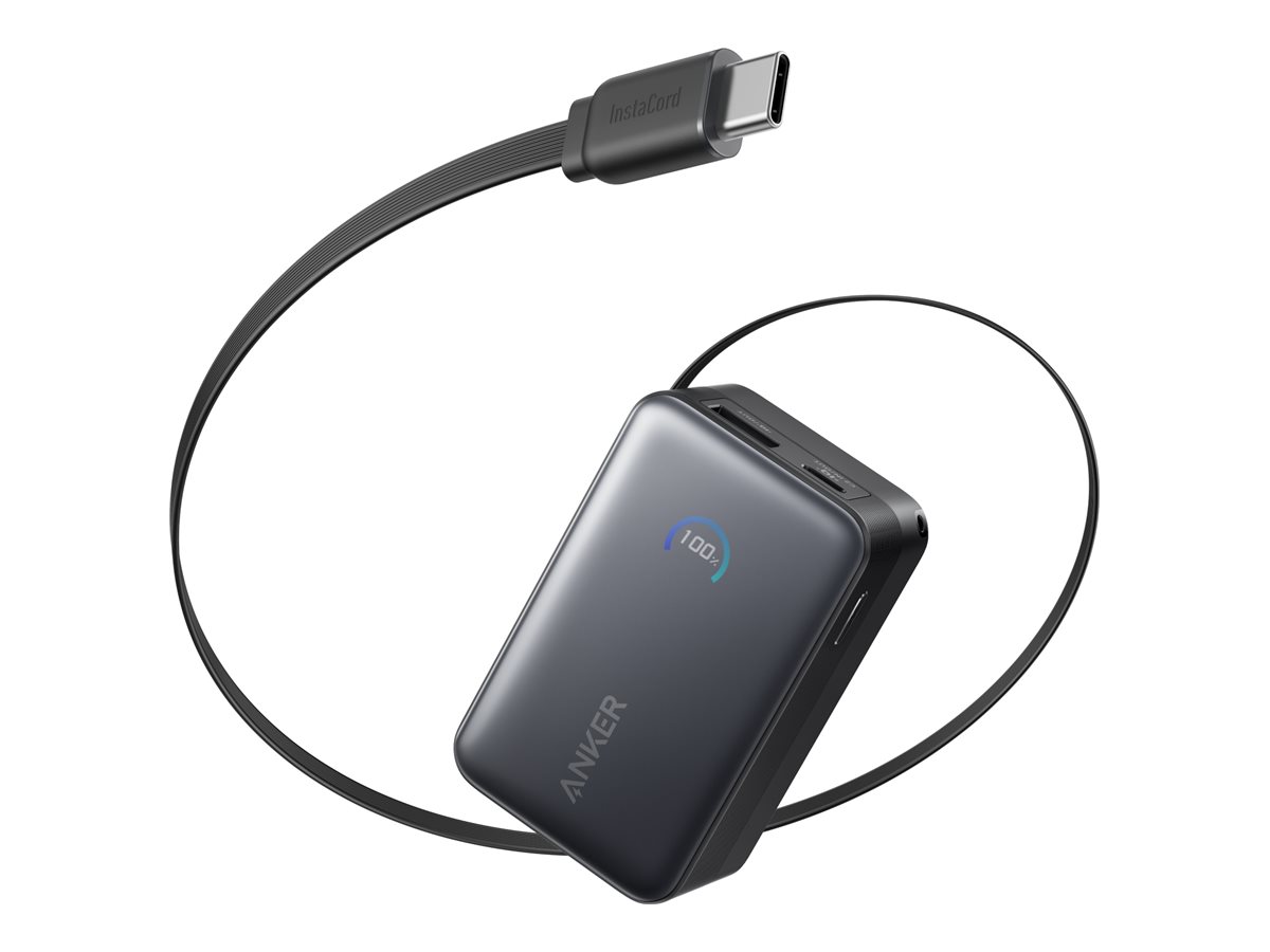 Anker Nano Power Bank 45W with Built-In Retractable USB-C Cable | A1638H11 | 10000 mAh | Black - Image 2