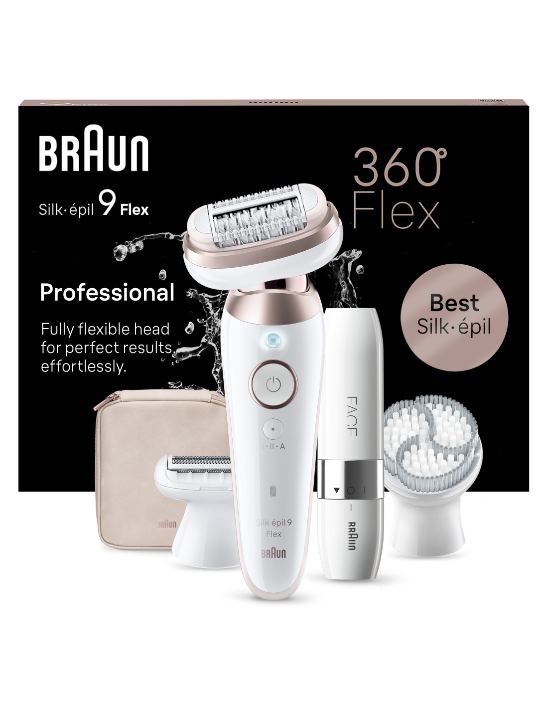 Braun Epilator | SES9-360 Silk épil 9 Flex 3D | Operating time (max) 50 min | Number of power levels 1 | Wet & Dry | White/Rose - Image 3