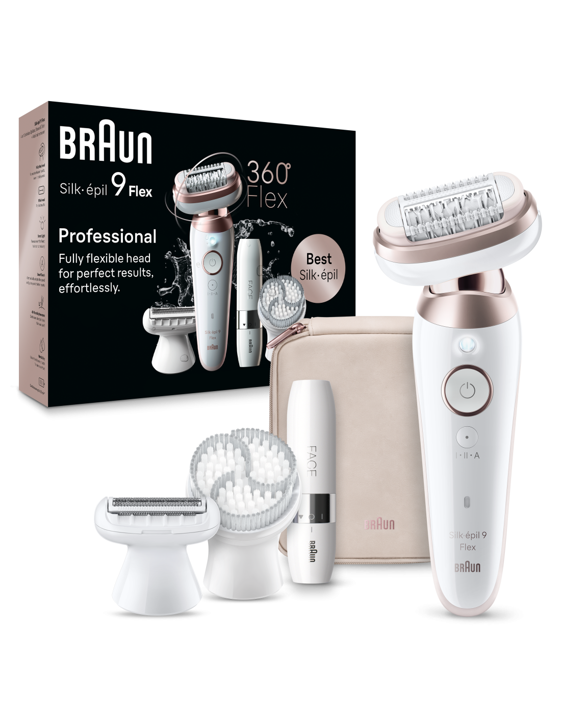 Braun Epilator | SES9-360 Silk épil 9 Flex 3D | Operating time (max) 50 min | Number of power levels 1 | Wet & Dry | White/Rose - Image 4