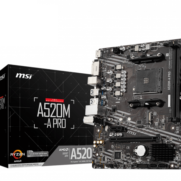 MSI | A520M-A PRO | Processor family AMD | Processor socket AM4 | DDR4 | Memory slots 2 | Chipset AMD A | Micro ATX