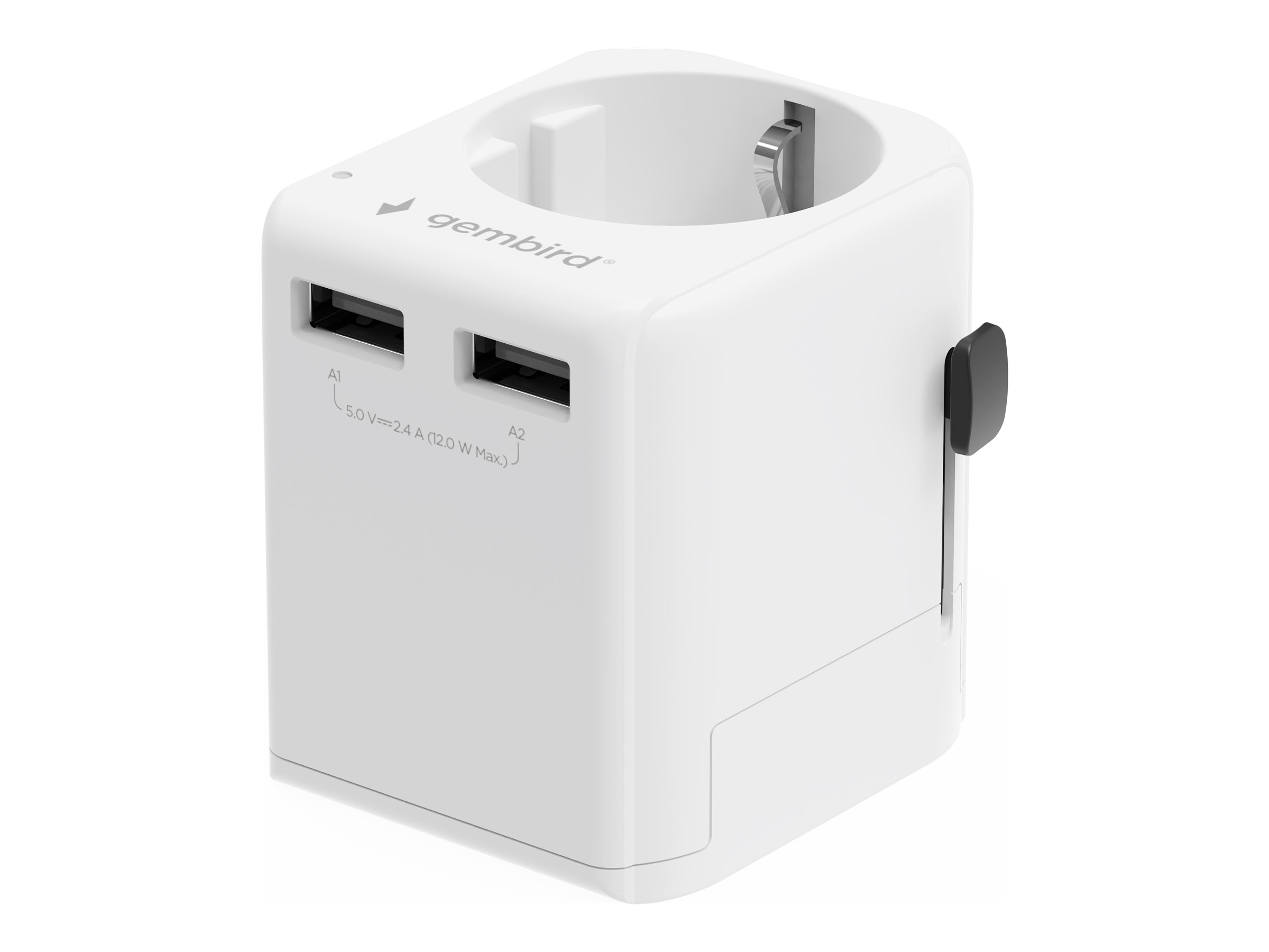 Gembird EU to Universal travel power adapter, 12W | TPA-EU2A12-01-W | 5 V - Image 2