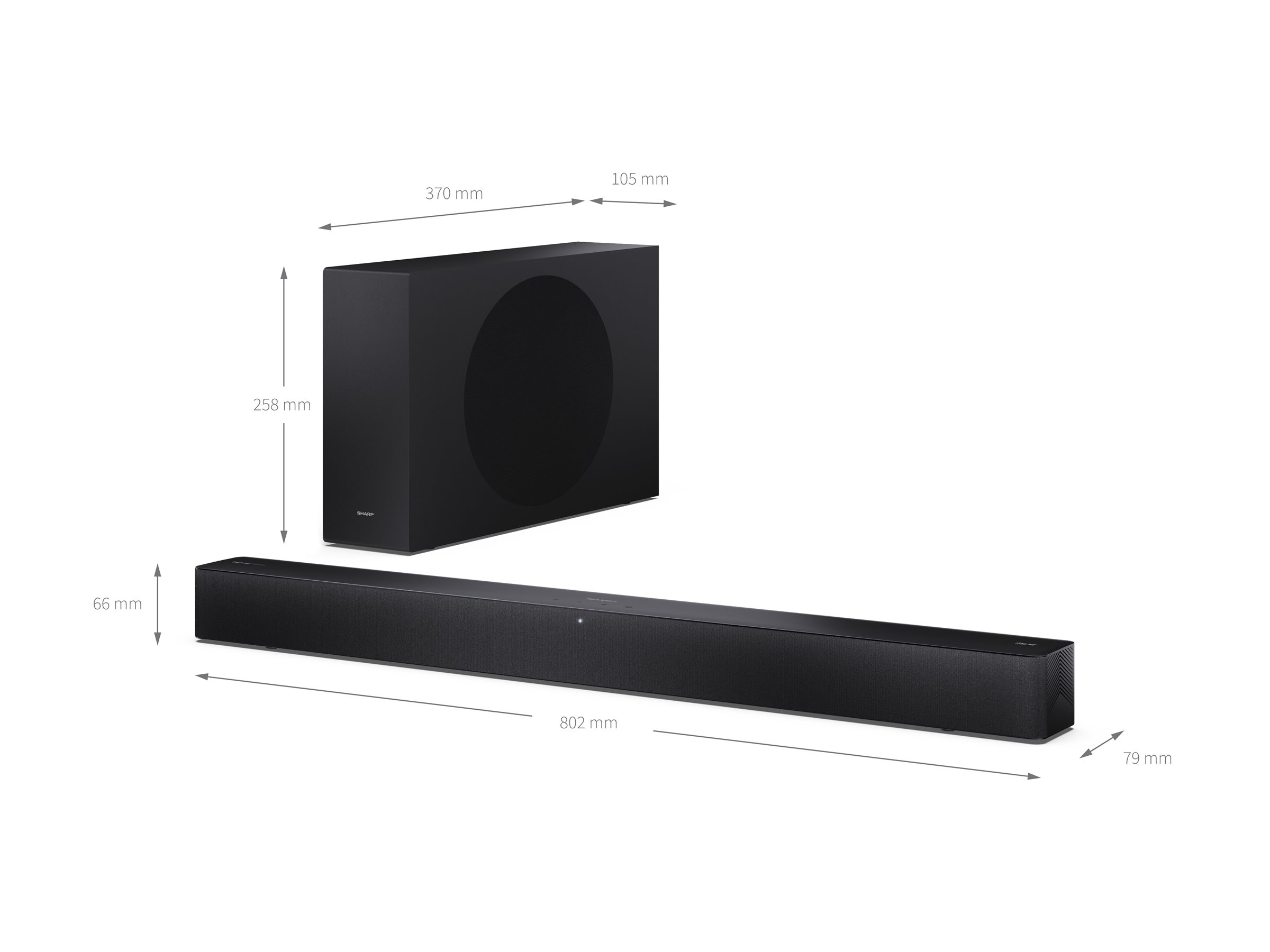 Sharp 2.1 Dolby Atmos/DTS Virtual:X Soundbar with Slim Wireless Subwoofer | HT-SBW310 | 330 W | Bluetooth | Black | Wireless connection - Image 4