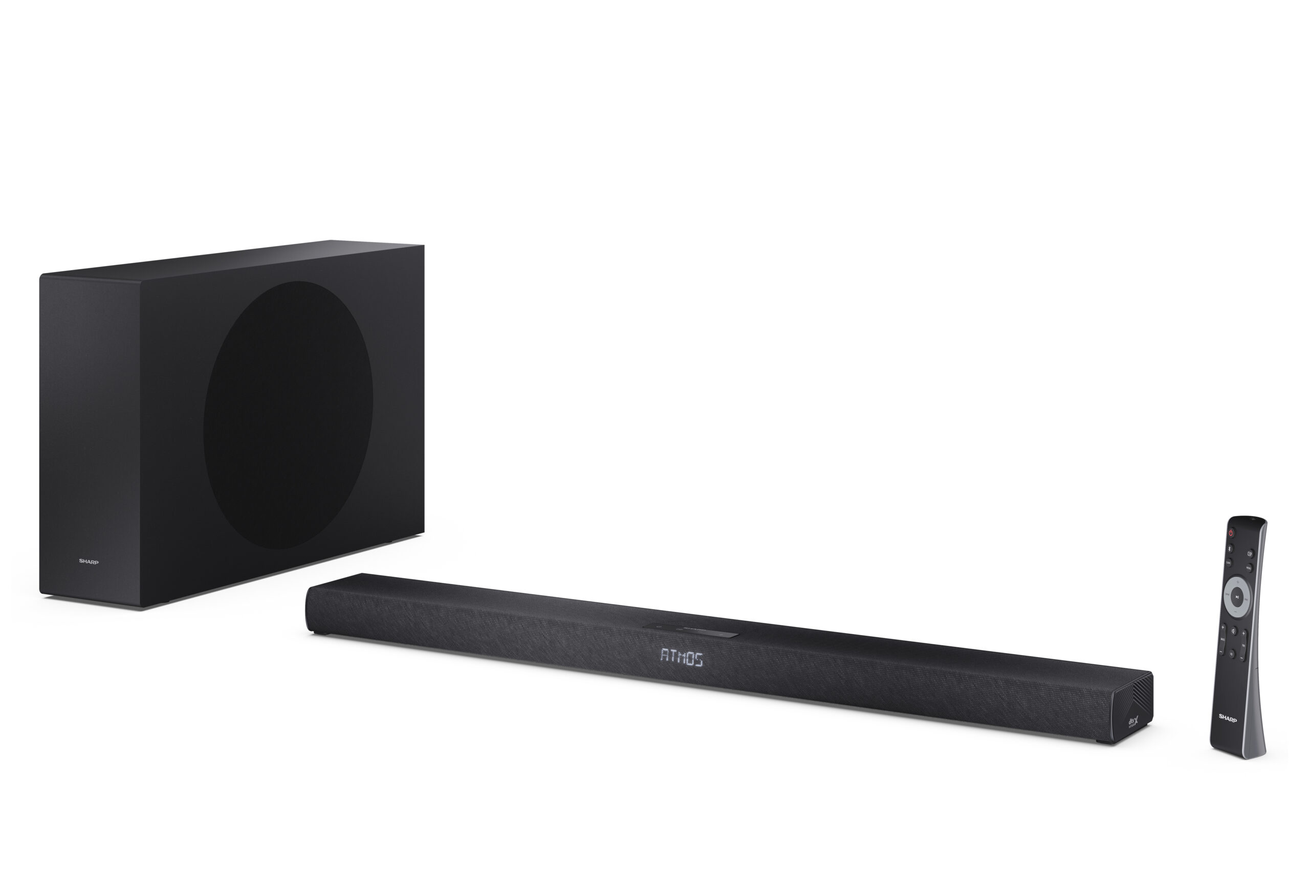 Sharp 2.1ch Ultra-slim Dolby Atmos/DTS Virtual: X Soundbar with Wireless Subwoofer | HT-SBW320 | 360 W | Bluetooth | Black | Wireless connection