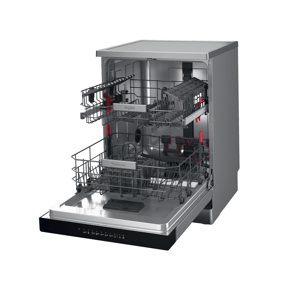Whirlpool Dishwasher | WFO 3T133 P 6.5 X | Freestanding | Width 60 cm | Number of place settings 14 | Number of programs 10 | Energy efficiency class D | Display | Stainless steel - Image 3