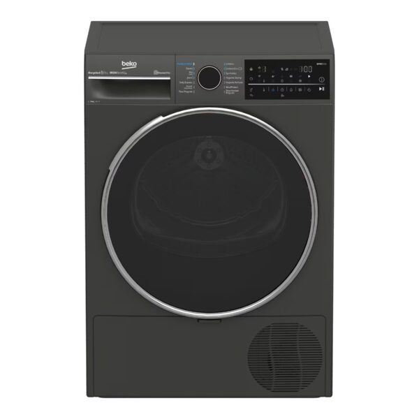 BEKO Dryer Machine | B5T89243M | Energy efficiency class C | Front loading | 9 kg | Heat pump | Digital | Depth 67 cm | Steam function | Black