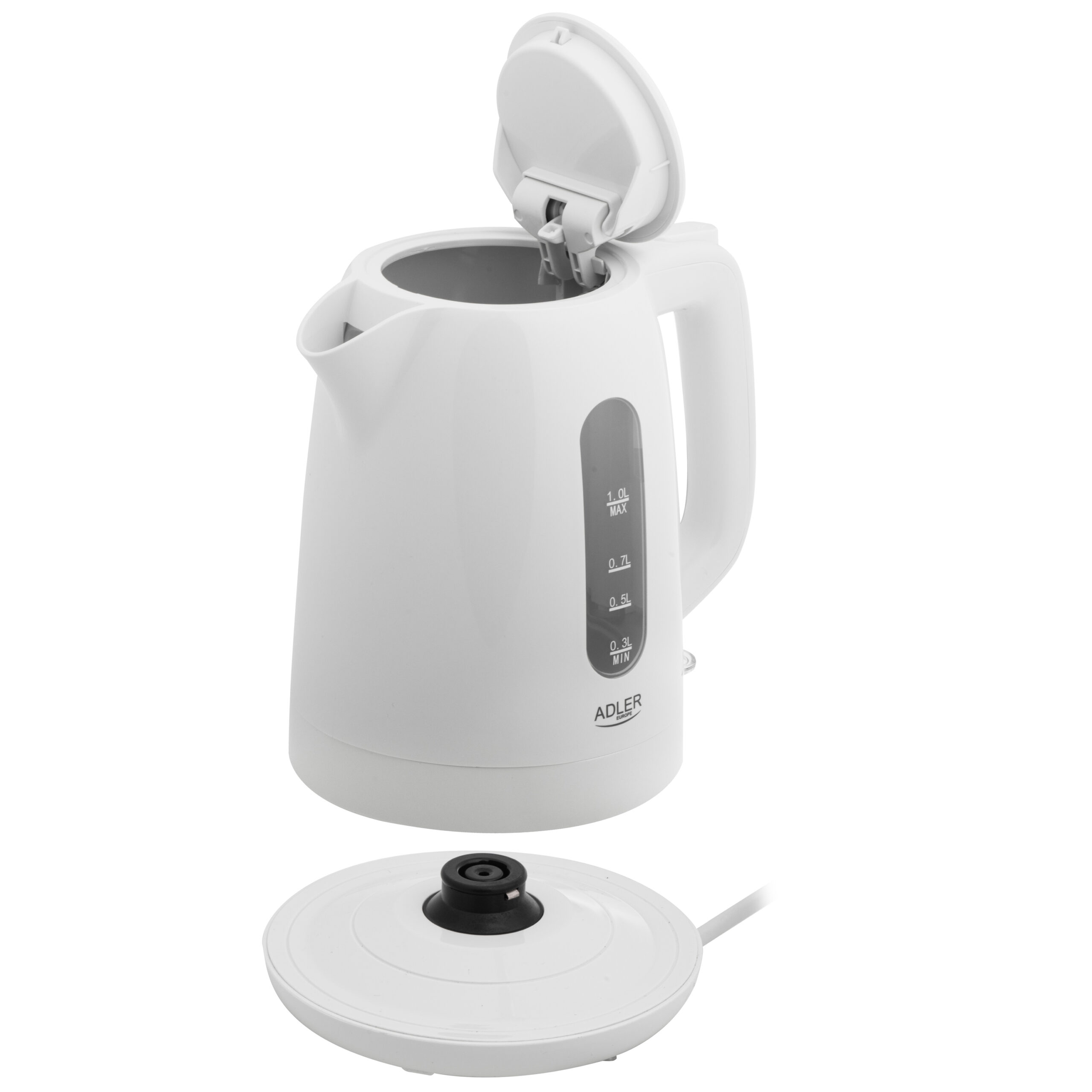 Adler Kettle | AD 1380w | Electric | 2200 W | 1 L | Polypropylene | 360° rotational base | White - Image 6