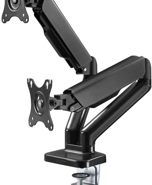 Goobay Desk Mount | Double Monitor Mount with Gas Spring | Swivel, Tilt, Rotation | 17-32 " | Maximum weight (capacity) 9 kg | Black