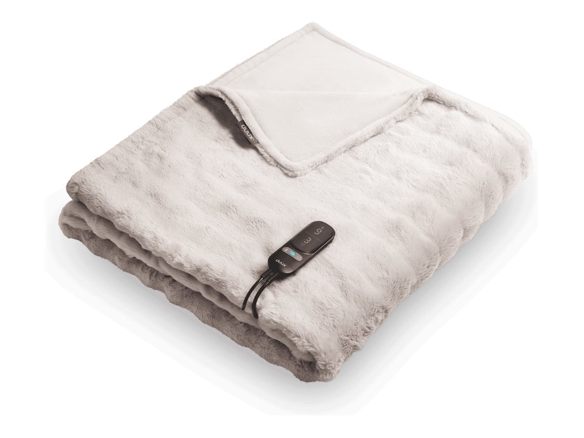 Duux Yentl Heated Overblanket, 200 x 200 cm | DXOB12 | Number of heating levels 9 | Number of persons 1 | Washable | Remote control | Premium faux fur | 200 W | Bubble Gray - Image 2